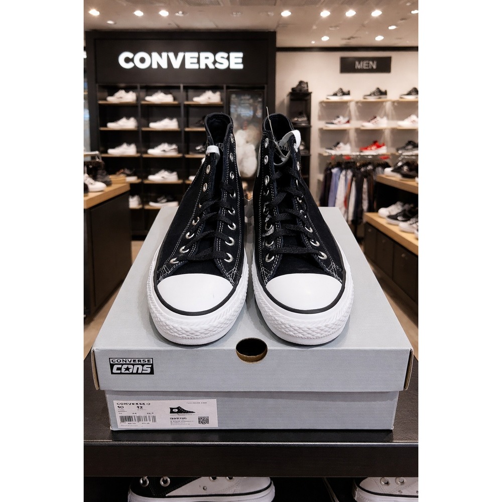 Converse CONS Chuck Taylor Pro High Top Black White Suede Skate‎ Shoes 10M